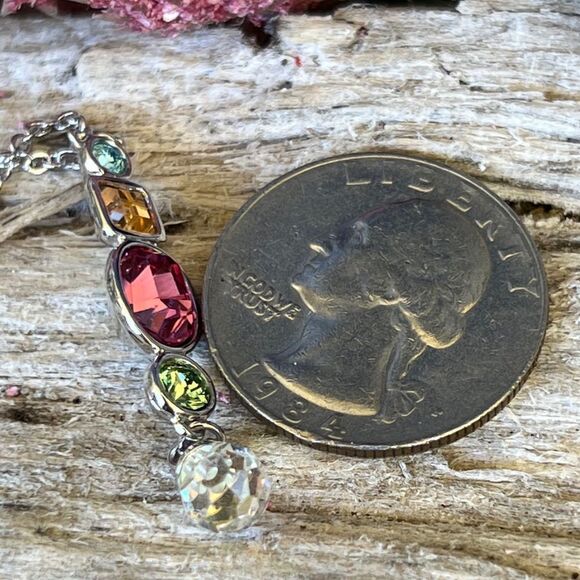 Rainbow Drop Swarovski Crystal Necklace - Picture 2 of 9